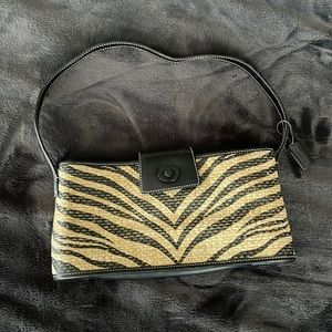 Basket-Weave Zebra Coach Bag